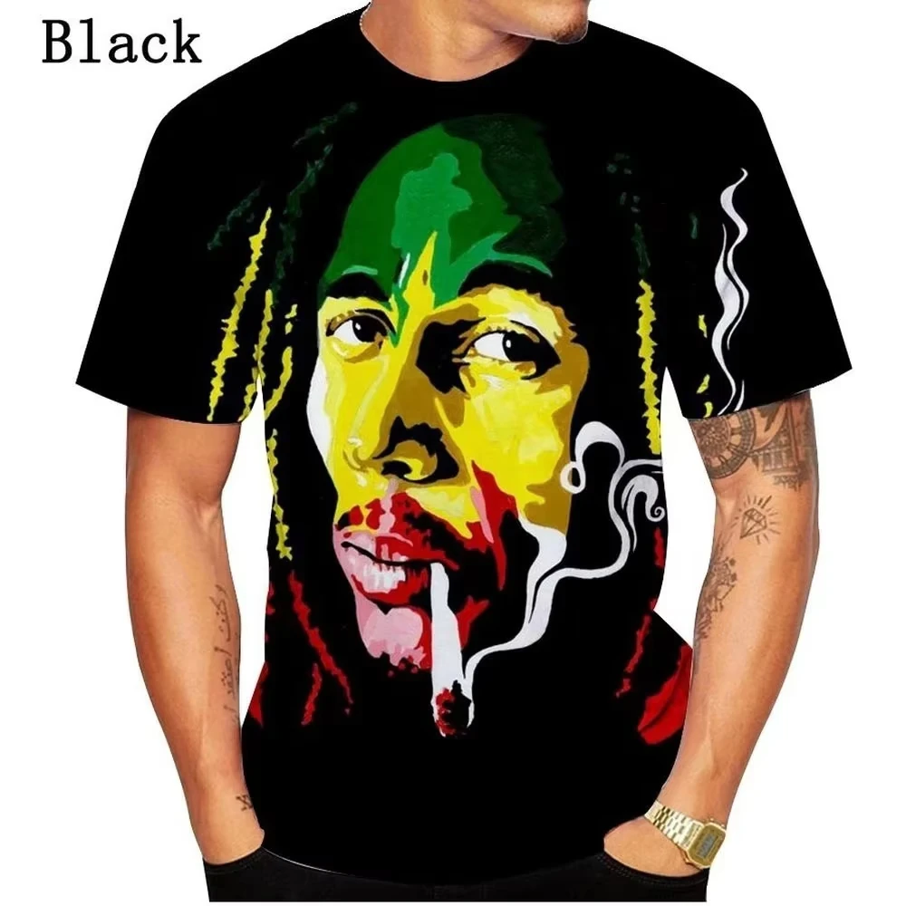 Newest Summer Men Clothing 3d Print Bob Marley Graphic T-Shirt, Men\'s Casual Hip Hop Sports Men Breathable Quick Dry T-Shirt Top