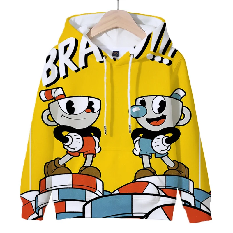 2024 Game Cuphead Hoodie Kids Clothes Girls Childrens Clothing 3-14 Year Children Clothing Boys Sweatshirts Spring Autumn Tops