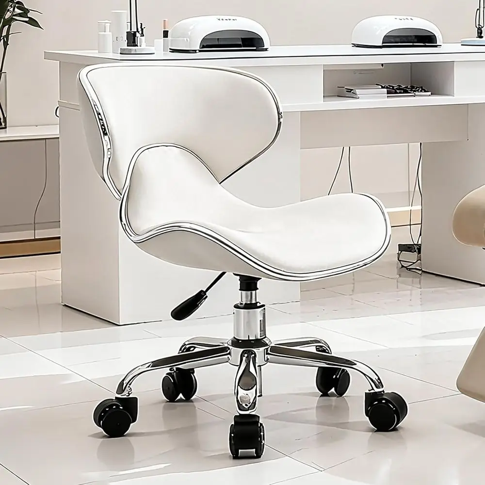 Swivel Adjustable Pedicure Chair - Creamy White for Nail Professionals