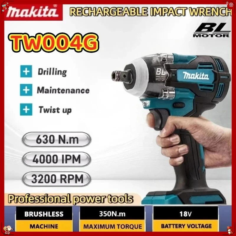 

Бесщеточный аккумуляторный шуруповерт Makita TW004G 630Нм, перезаряжаемая дрель-шуруповерт для аккумуляторов Makita