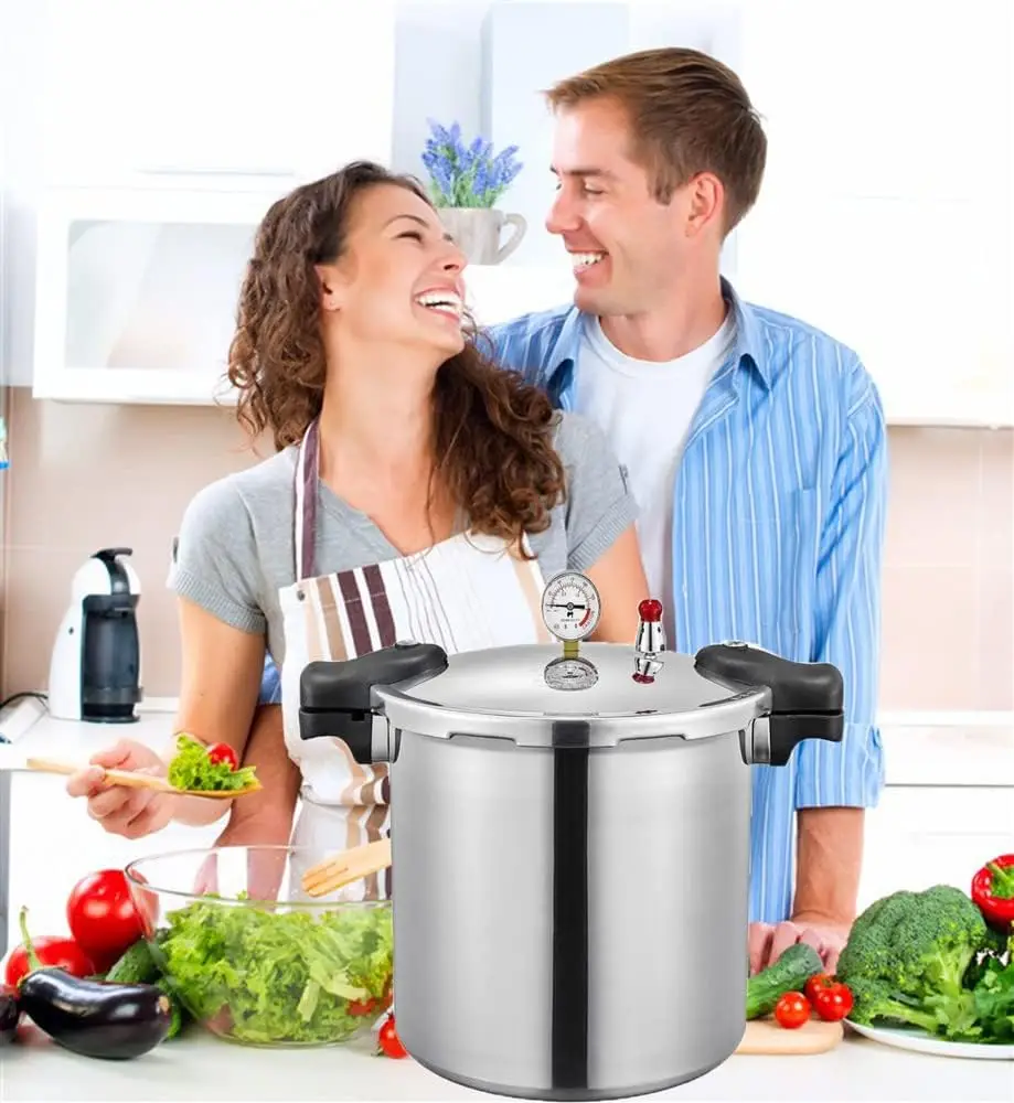 25quart pressure canner cooker and cooker with cooking rack canning pressure cooker with gauge Explosion proof safety valveExtra