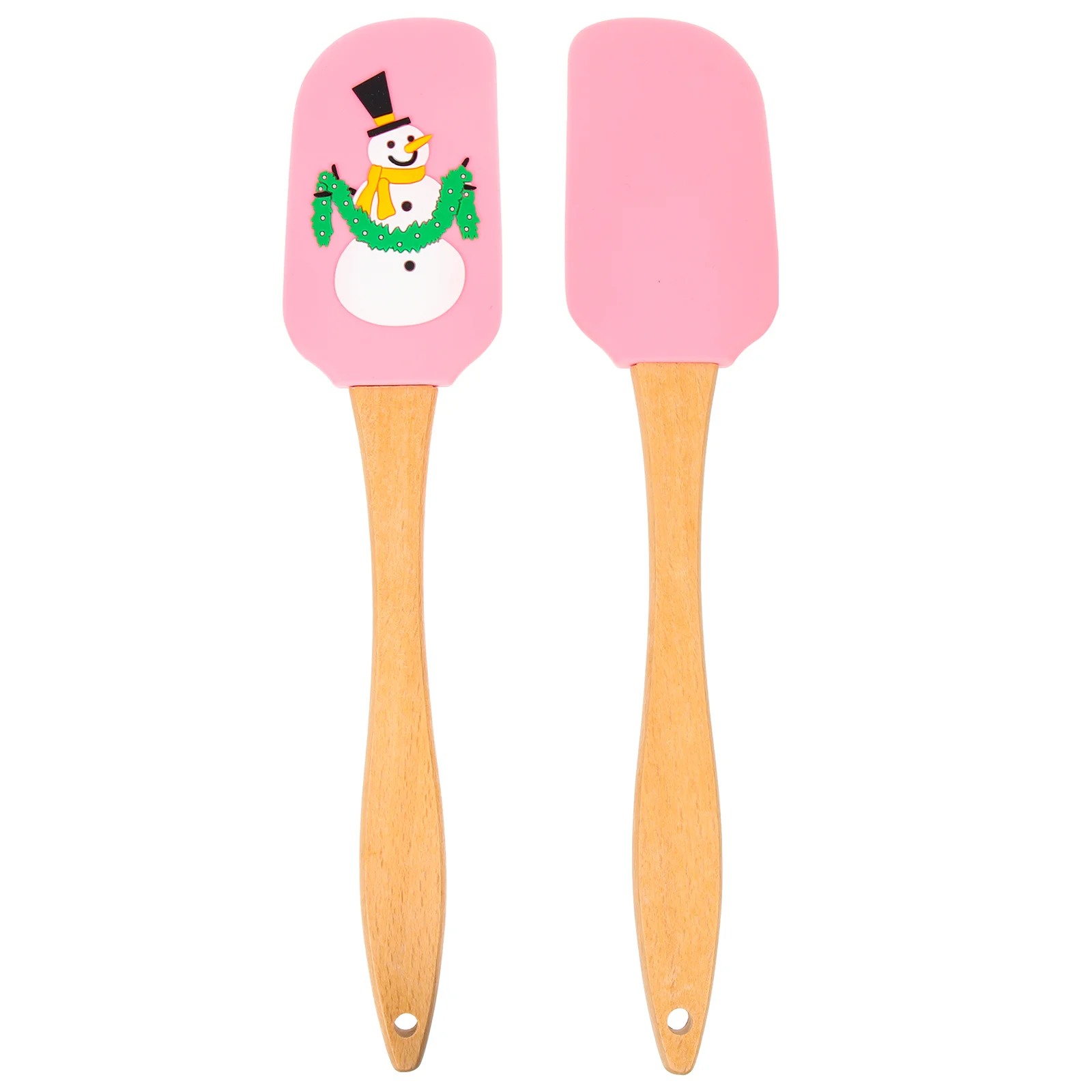 

2 Pcs Silicone Butter Scraper Cookie Baking Scrapers for Kitchen Cooking Utensils Convenient Wood Christmas Spatulas Home Cake