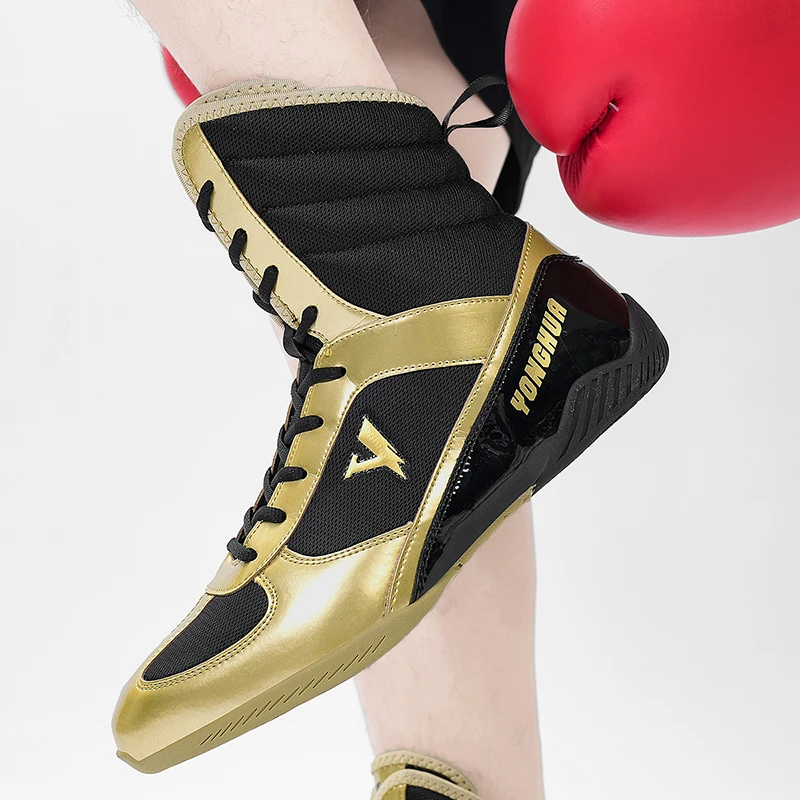 Zapatos de lucha libre para hombres, zapatos deportivos de boxeo de entrenamiento profesional, zapatos voladores de lucha transpirables de malla lujosa