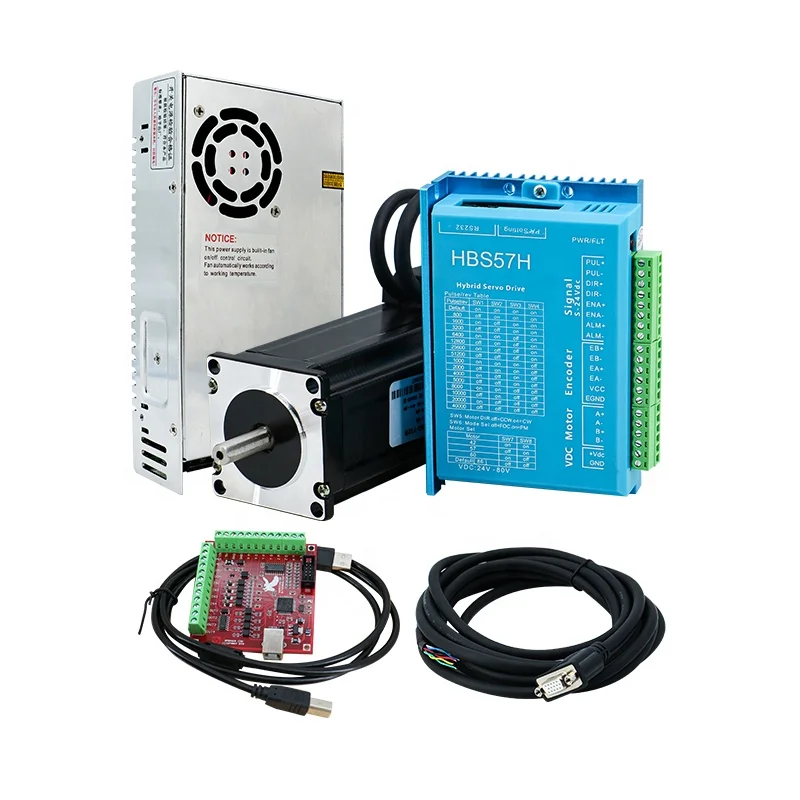

HLTNC Nema23 Closed Loop Stepper Motor 2Nm 2.5Nm 3Nm D=8mm Nema 23 Hybrid With Drive HBS57H4.2A 48v Stepper Servo Motor Kit CNC