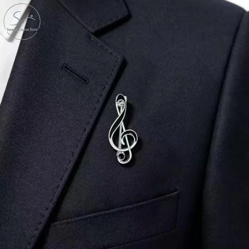 1 Pcs Music Note Enamel Brooch Creative Treble Clef Metal Pin Delicate Lapel Badge for Coat Backpack Music Festival Decor