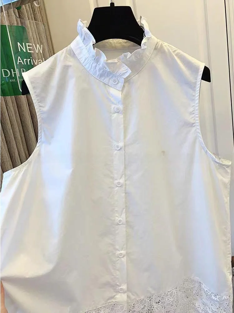 

Женский свободный топ с кружевной отделкой, новинка весна-лето, модный, из прозрачного волокнистого материала