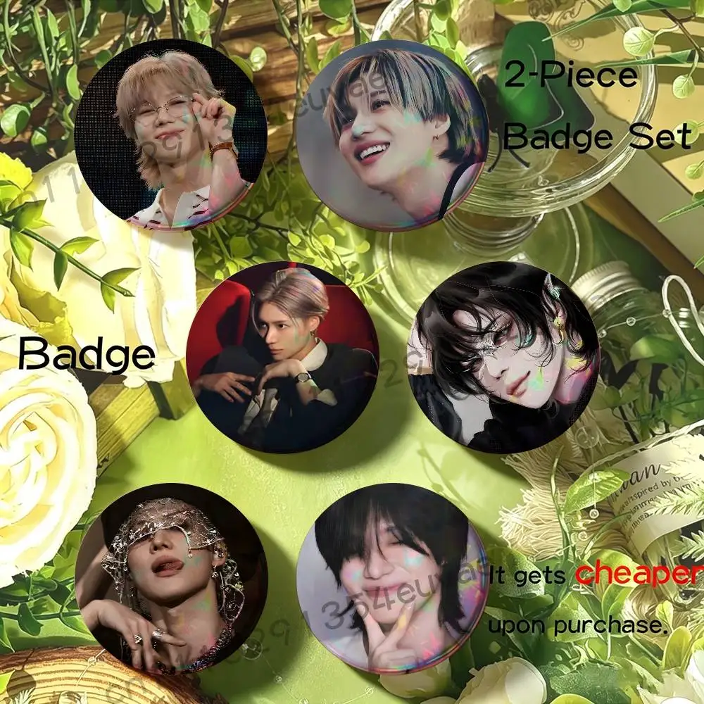 Kpop Singer T-Taemin Brooches for Backpack Accessories 25 32 44 58 75mm Round 2-piece set Free Mix