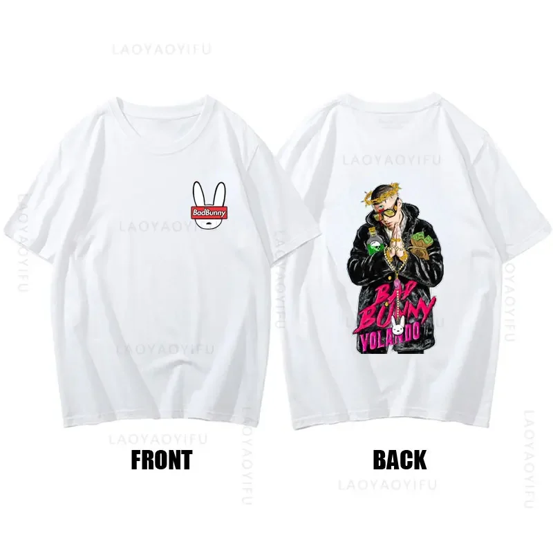 

BAD Theme Streetwear BUNNY 100%Cotton Summer Men's T Shirts Clothing Short Sleeve Casual Graphic Gym O-neck Tees Hip-hop Tops