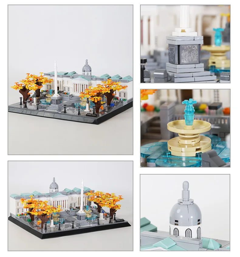 

City Landmark England London Building Block Trafalgar Square Construction Model Brick Modern Architecture Toys For Gifts