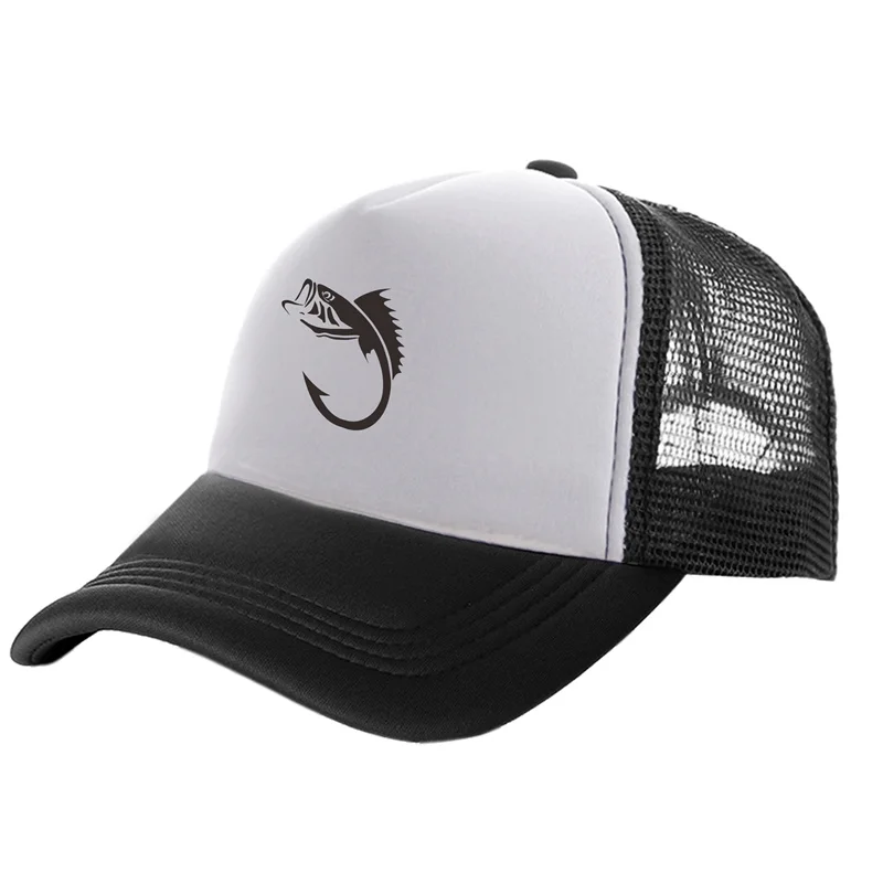 Fisherman Fish Hook Man Trucker Caps Men Cool Outdoor Style Fishing Hats Fashion Baseball Cap Summer Man Woman Mesh Caps MZ-237