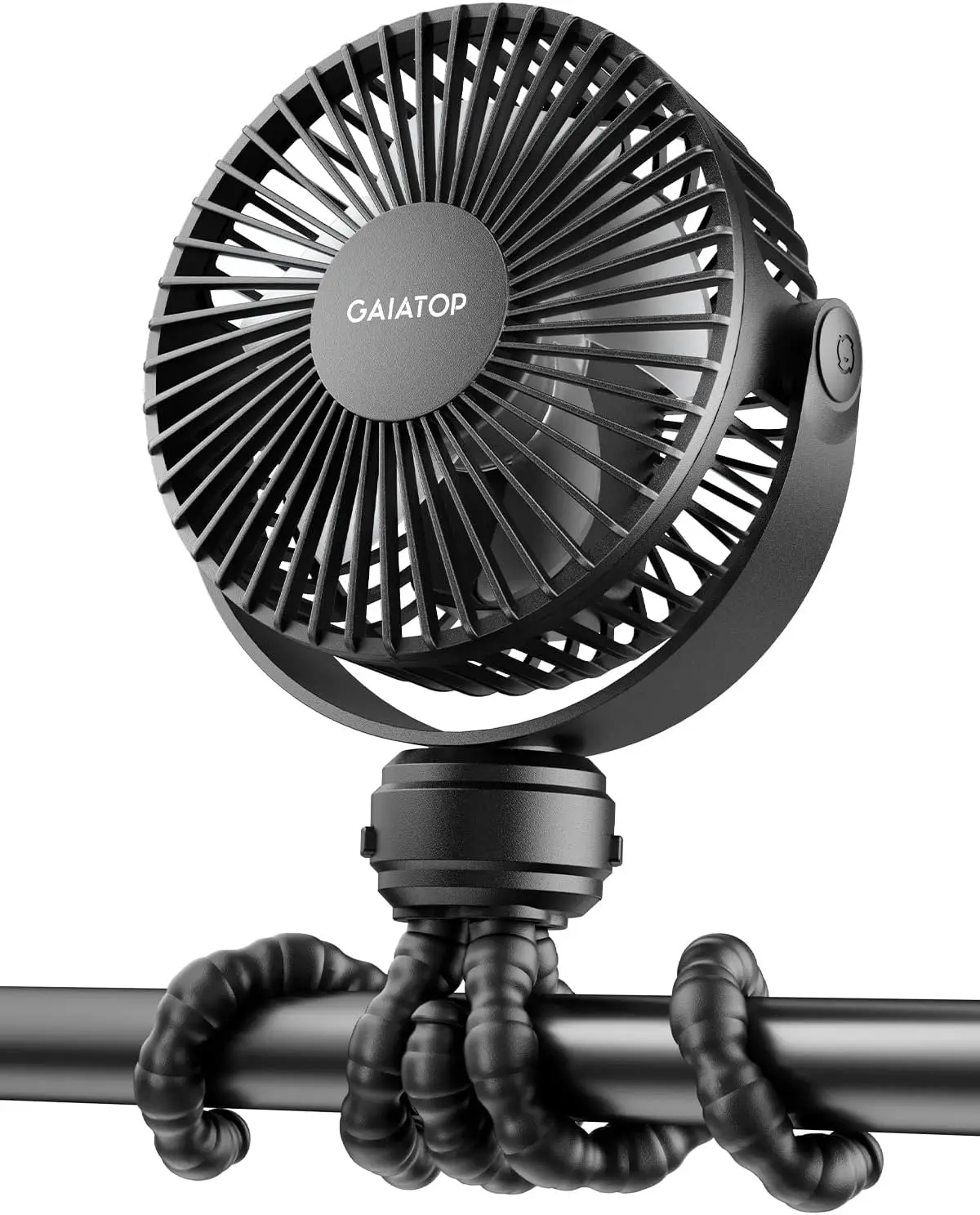 

Gaiatop Mini Portable Stroller Fan, Battery Operated Small Clip on, Detachable 3 Speed Rechargeable, 360° Rotate Flexible Tripod Better Cooling for Car Seat Crib Treadmill Travel Black