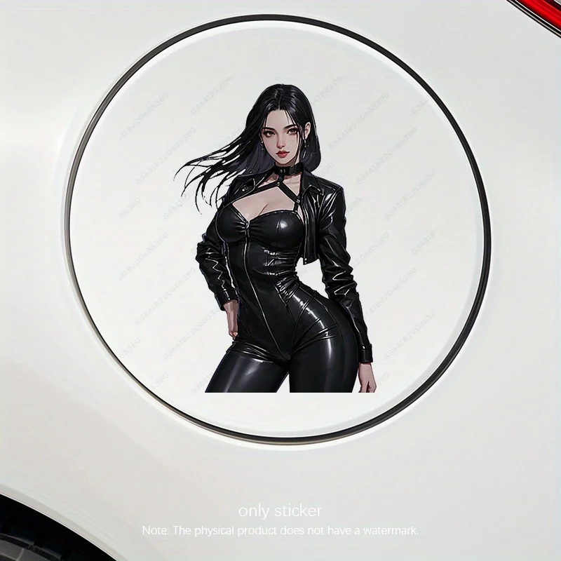 

1 шт. крутая виниловая наклейка с изображением аниме-девушки в кожаном костюме, водонепроницаемая, для автомобиля, мотоцикла, шлема, ноутбука, декора окон