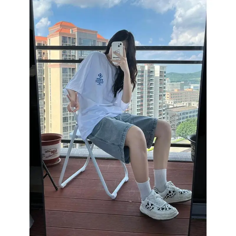 Plus Size Denim Bermuda Shorts Women 2025 - Soft Stretchy Summer Capri Pants Mid Length Loose Fit Casual Streetwear