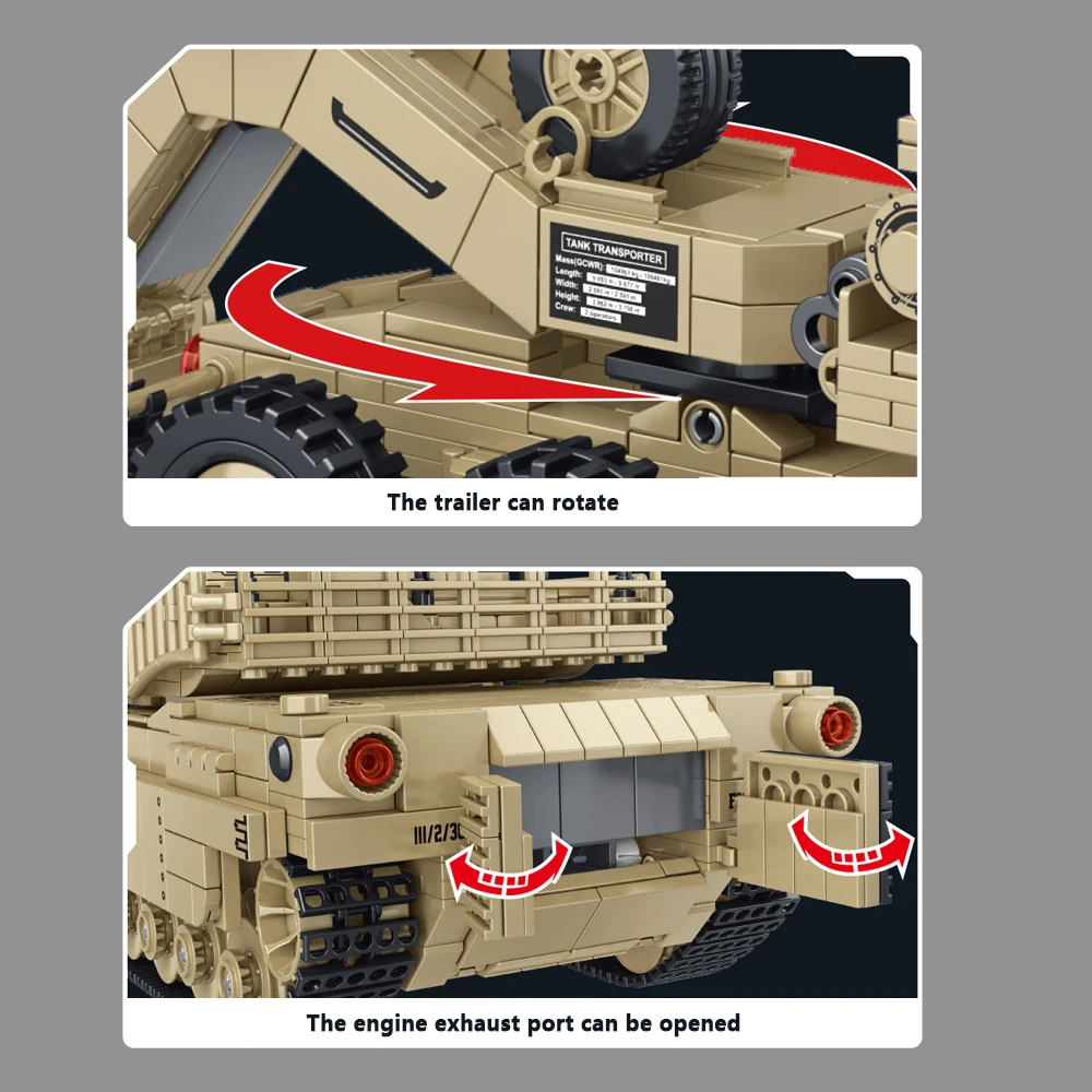 3482 ชิ้น, รถถังลาก Heavy Vehicle Building Blocks ชุด, M1070 รถขนส่งหุ้มเกราะอาคาร, คอลเลกชันสําหรับผู้ใหญ่ Displa