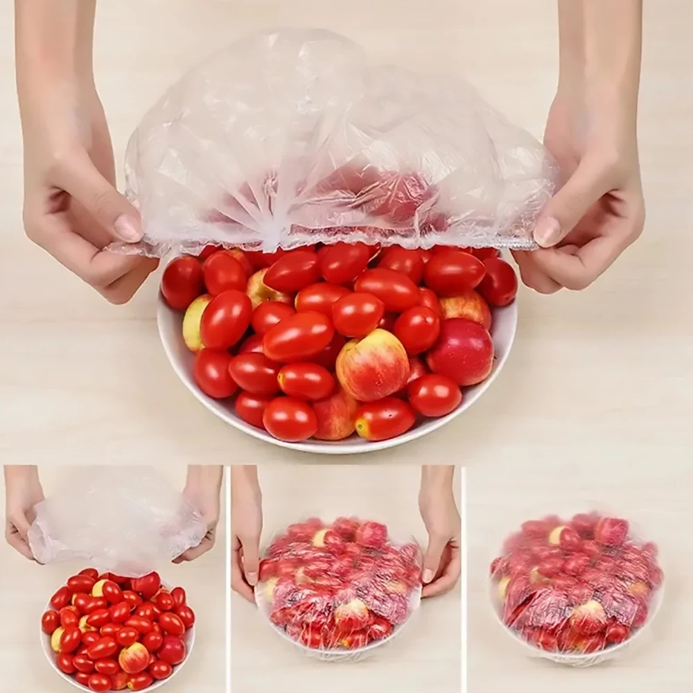 

100pcs Disposable Fresh-keeping Film Cover No Odor Household Food Grade Fresh-keeping Bowl Cover PE Fresh-keeping Film