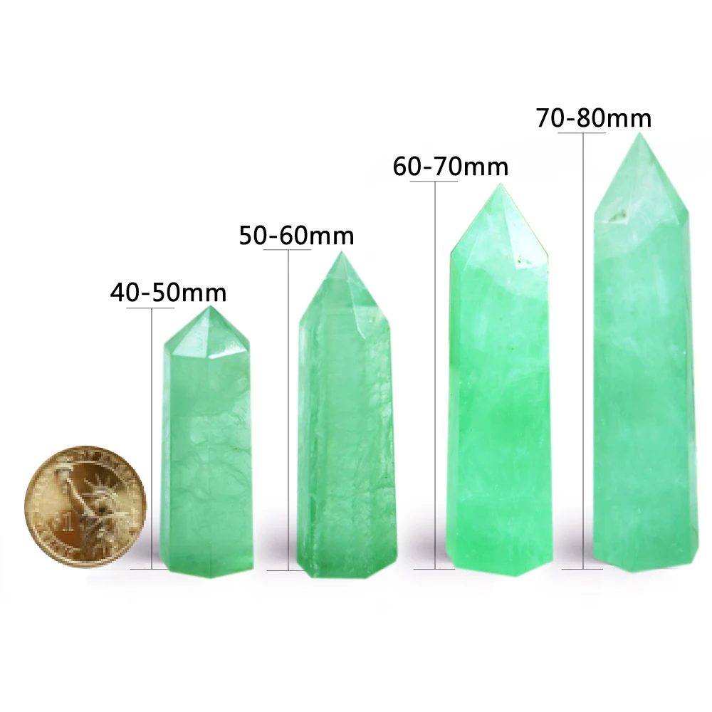 Green Fluorite Crystal Wand Moss Green Unique Misty Vertical Niche Art Decor