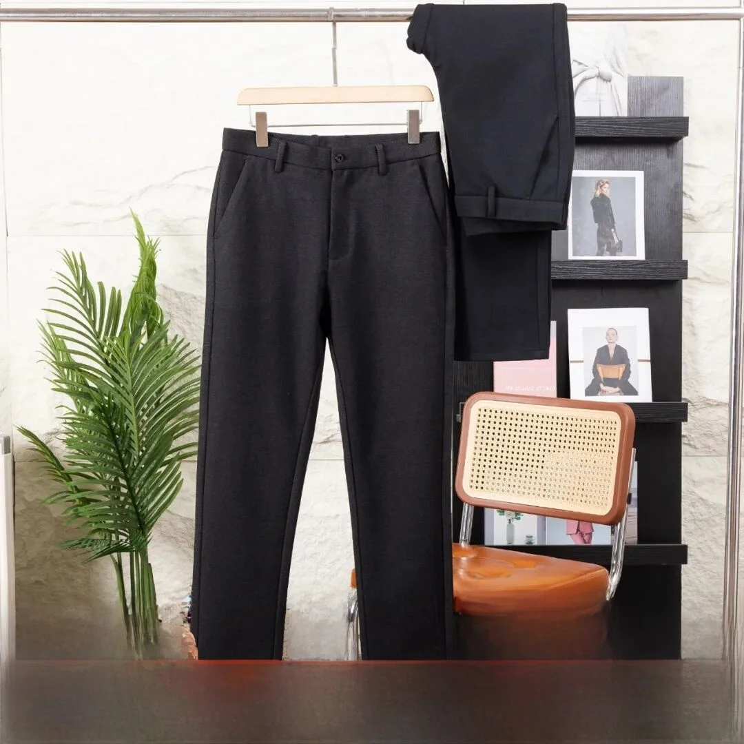 

Men's Busin Casual Pants Wool Blend Faionable Commuter High End Autumn Winter New Arrival Straight Leg Button Closure
