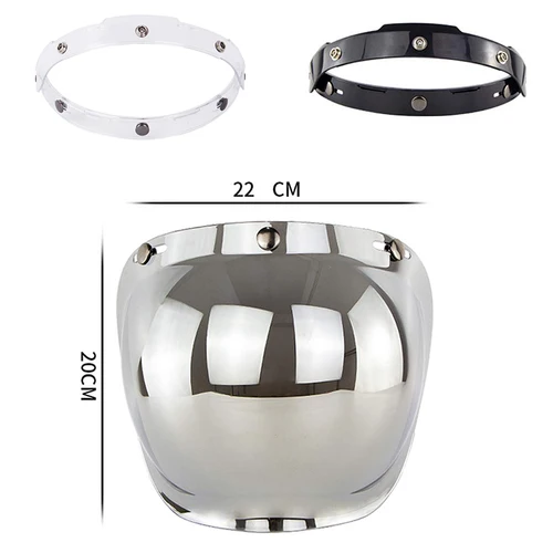 Imagen 2 del producto Viseras de burbujas para casco, cascos Vintage para motocicleta, cara abierta, abatible hacia arriba, protector para parabrisas, lente Capacete, accesorios para casco