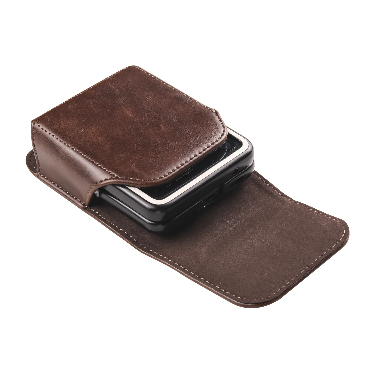Leather Belt Clip Case Men Waist Bag For Samsung Galaxy Z Flip5 Flip4 6 5 4 3 5G,Moto Razr 40,Oppo Find N3 N2 Flip Holster Pouch