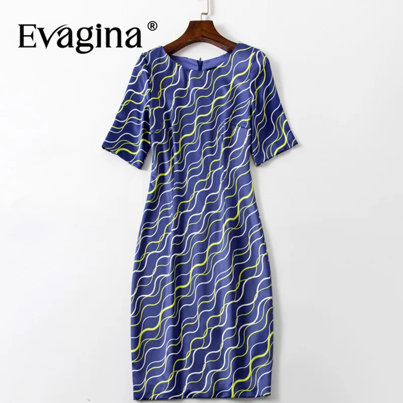 

Evagina Fashion Summer Women's Pencil Dress Striped Print Slim-Fit Hip Wrap Short Sleeve Commuter Office Lady Elegant Dresses