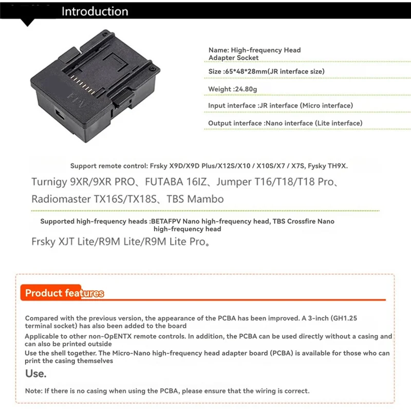 Micro To Nano Module Adapter With JR Input / Nano Output For Frsky ELRS Futaba Jumper Radiomaster TBS Remote Control