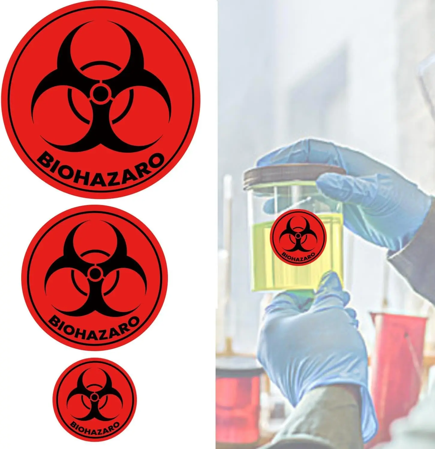 2Inch Biohazard Stickers Waterproof Biohazard Warning Hazard Labels - Universal Biohazard Symbol Vinyl