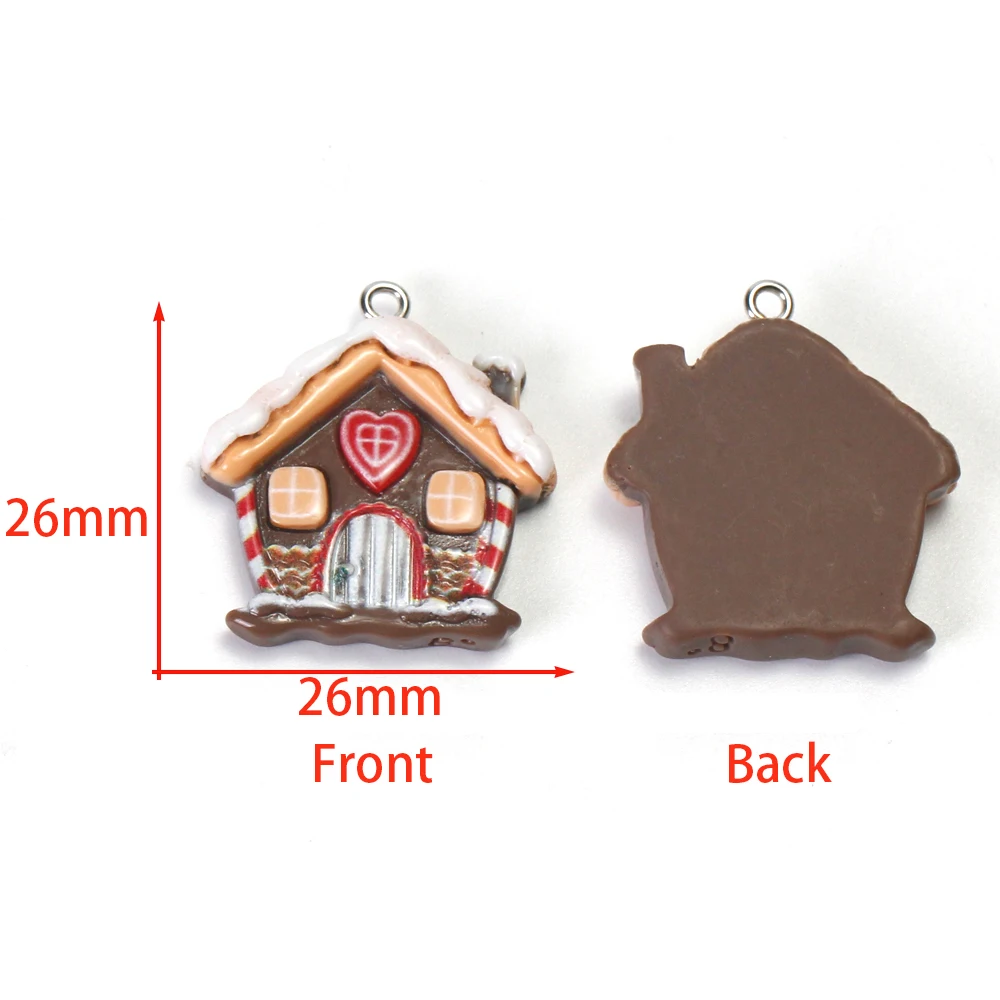 10pcs/lot Resin Christmas House Pendants Xmas Charms for Necklace Earrings Keychain Diy Jewelry Making Supplies