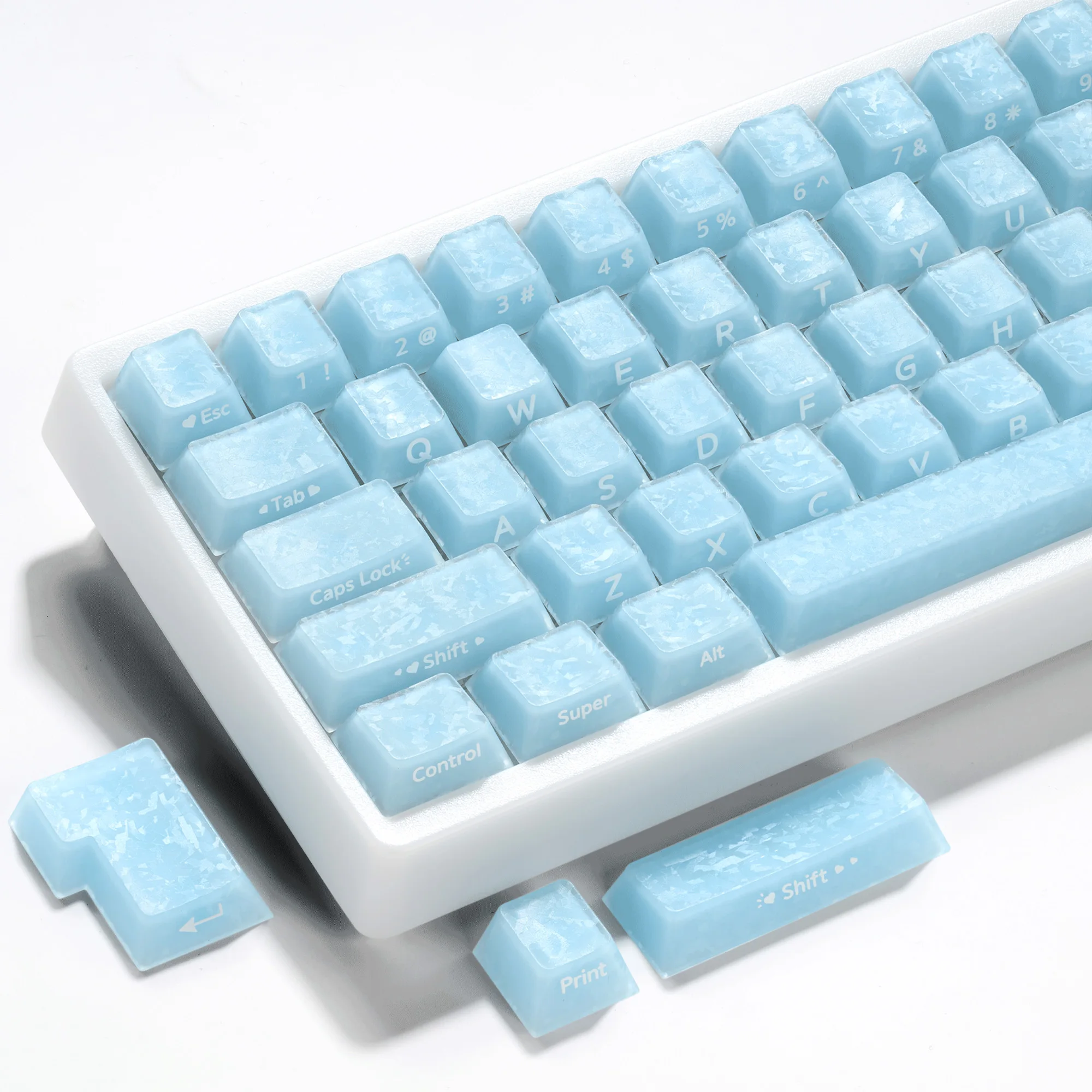 Blue Keycaps Jelly Forged Carbon Design PC Cherry Profile Side-Printed Keycap Set 120-Key for 61/87/104 Keyboard
