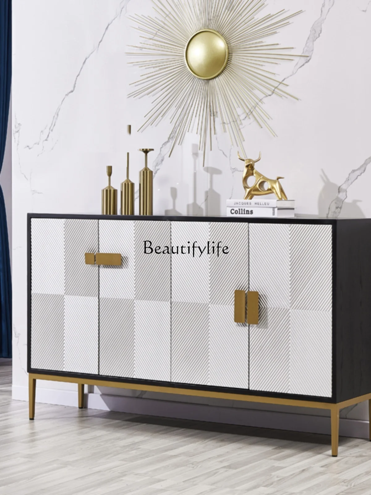 

Light Luxury Modern Minimalist Living Room Entrance Cabinet Integrated Large Capacity Curio Cabinet