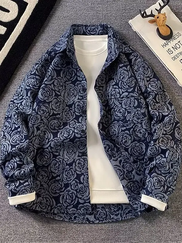 

American High Street Oversized Embroidered Denim Jaet Men's Spring Autumn New Sle plus Size Fat Man's Jaet