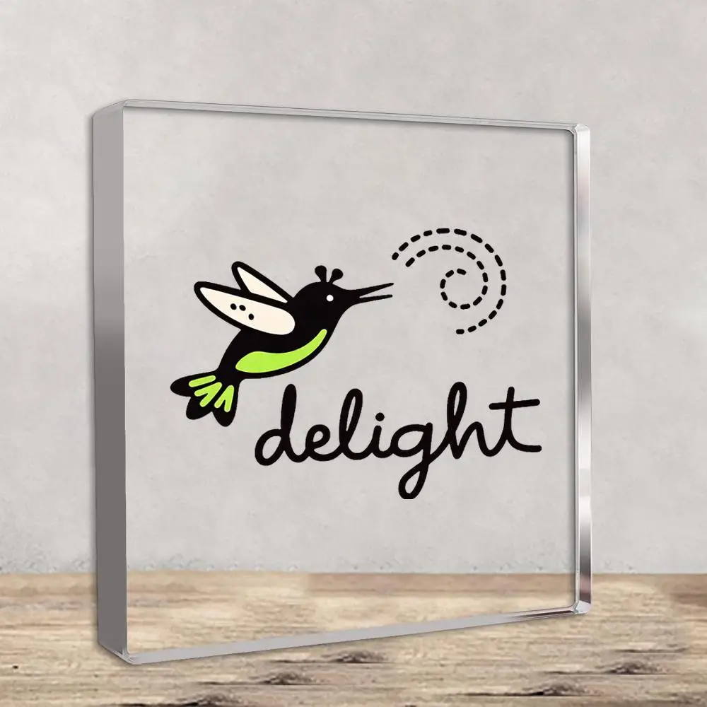 CIFBUY Acrylic Decor Hummingbird Vortex Design Modern Minimalist Square Tabletop Shelf Home Decor Gift Lime Green Cream Black