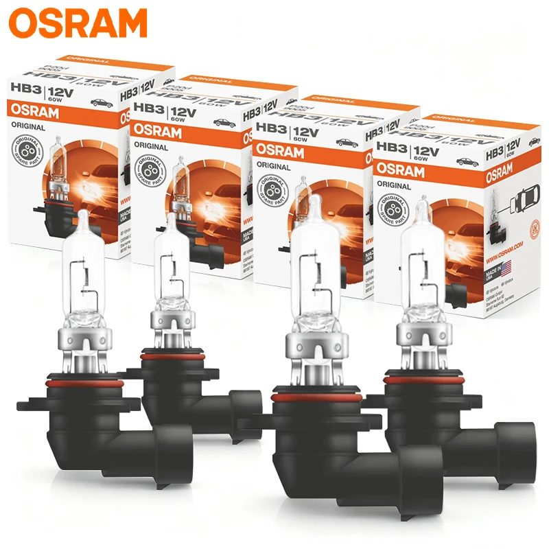 OSRAM 2/4pcs 9005 HB3 60W Car Halogen Fog Light 12V 3200K P20d Original Classic Headlight 3200K High Low Beam OEM Auto Lamps