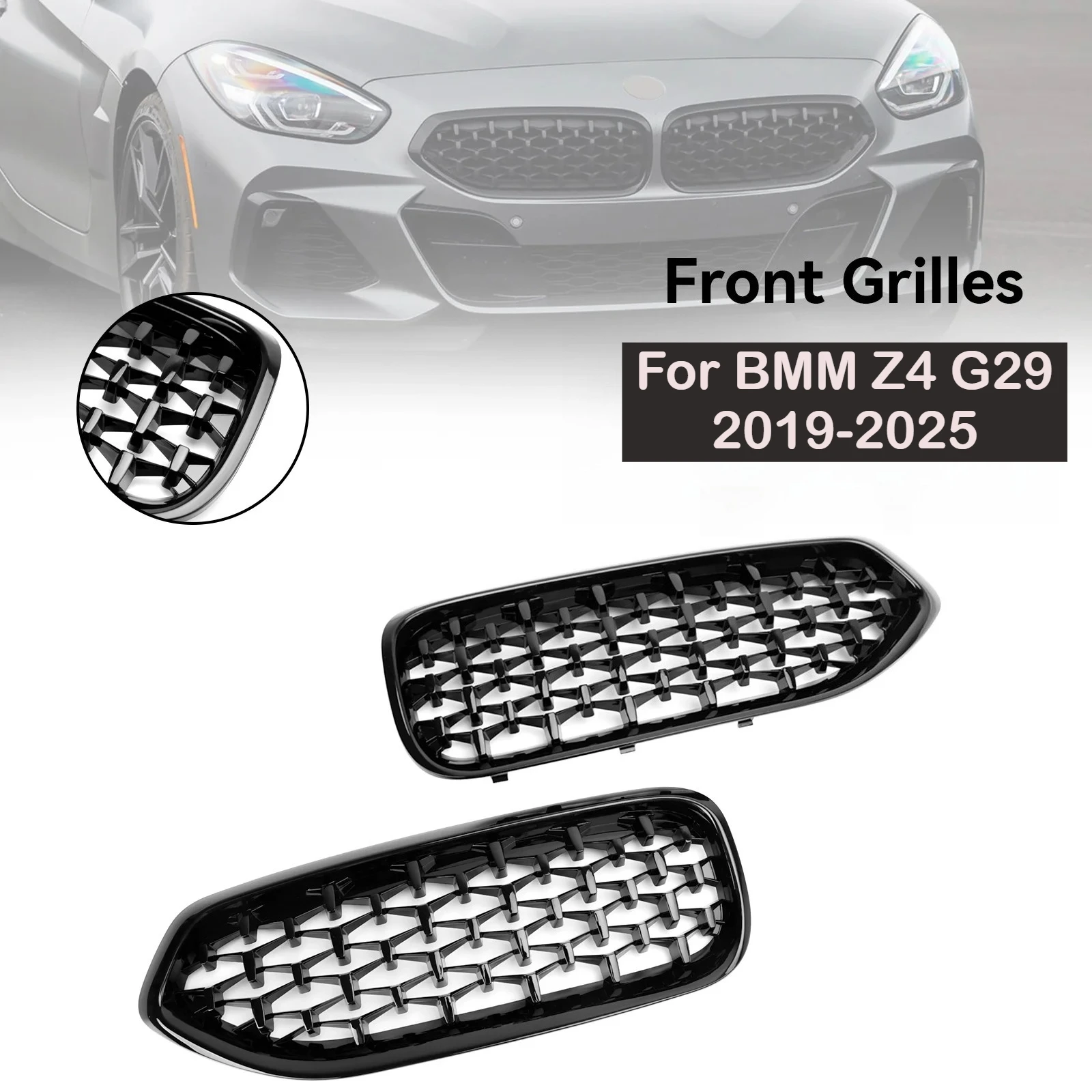 الماس نمط سيارة الجبهة الوفير مصبغة لسيارات BMW Z4 G29 2019-2025 السيارات سباق الشوايات العسل شبكة شواء اكسسوارات السيارات الخارجية #1