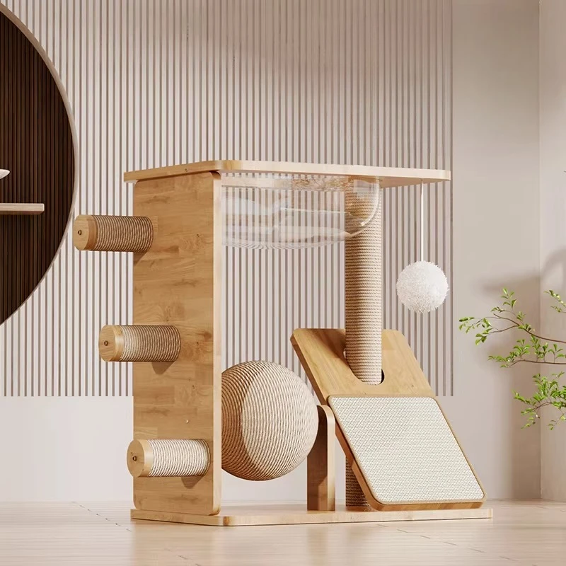 

Luxury Scratcher Mat Cat Tower Goods Scratcher Wooden Modern Cat Tower Stairs Climbing Castle Rascador De Gatos Pet Furniture