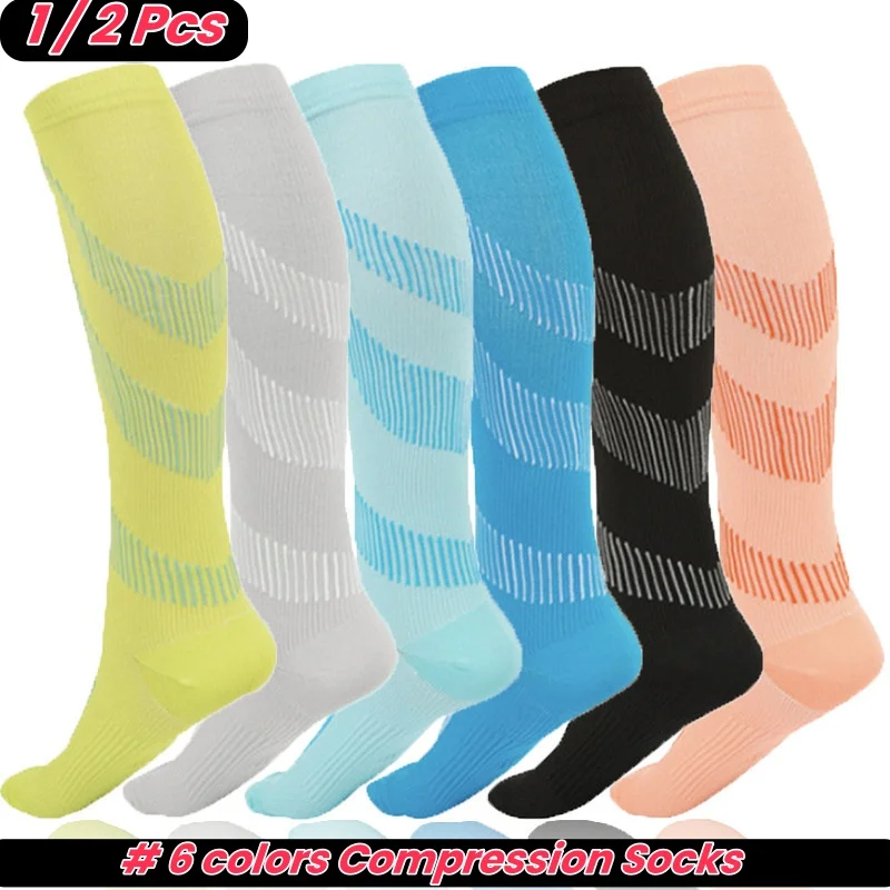 Hot Sales Compression Socks 20-30mmhg High Stockings Men Women Sports Socks For Marathon Cycling Football Varicose Veins Nursing