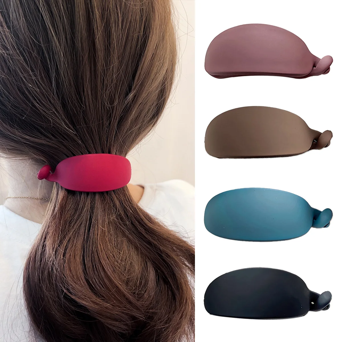 

Korean-style frosted banana clip Minimalist versatile hair accessory Solid-colour hairpiece Half-up styling accessory for women