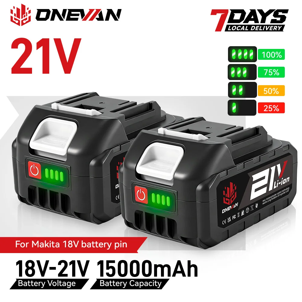 ONEVAN 15000mAh Rechargeable Battery Lithium Ion Battery Electric Blower Chainsaw Power Tool For…