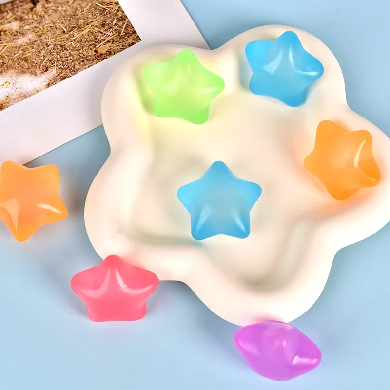 2/5/10 Piezas Juguete Blandito Luminoso de Maltosa con Forma de Pentagrama, Bola Antiestrés de Rebote Lento, TPR para Descompresión, Pequeña Estrella para Alivio del Estrés, Decoración para Fiestas, Intercambio de Regalos