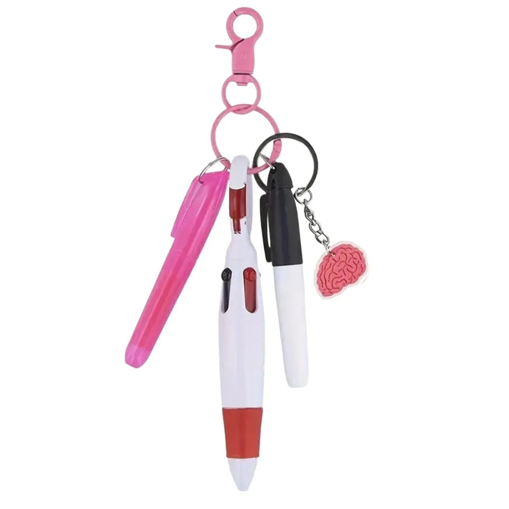 ABS Nurse Pen Keychain Detachable Highlighter Ballpoint Pen With Keychain Smooth Writing Handmade Marker Pendant Office Supplies