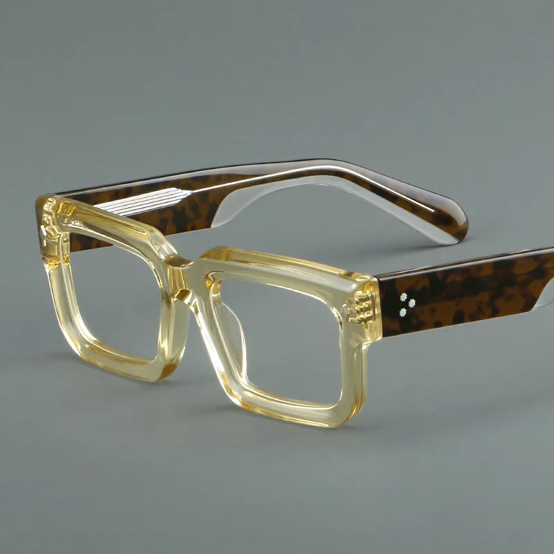 

New Vintage Thick Acetate Square Glasses Frame Thick Men's Myopia Reading Eyewear Women Optical Prescription Custom Eyeglasses