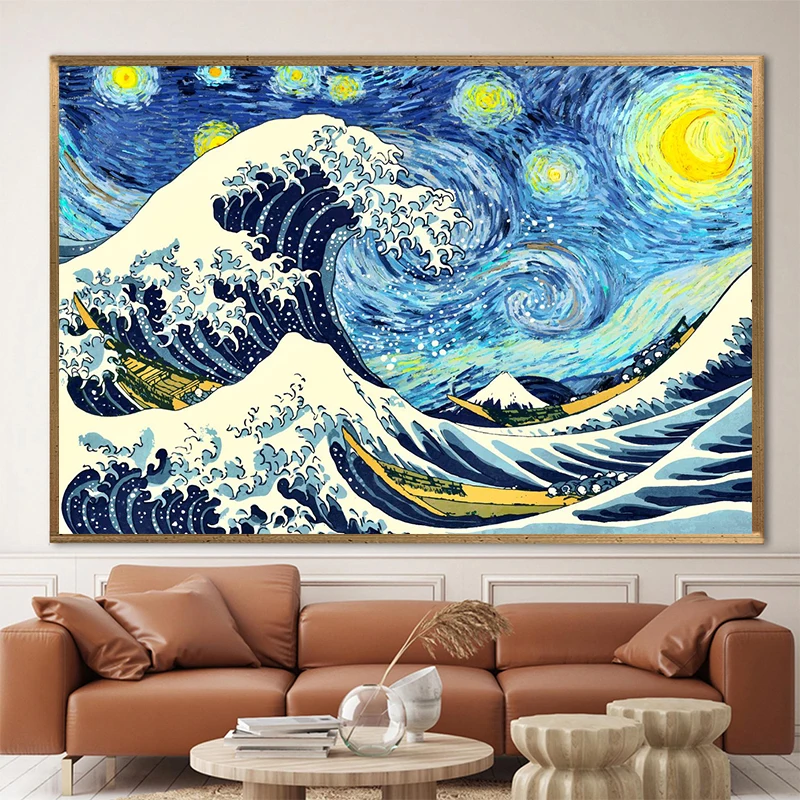 Famous Artist Van Gogh Oil Poster Starry Sky Iris Flower Wave Bridge Prints Canvas Painting Wall Art Pictures Home Decor Cuadros