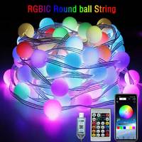 RGBIC Round ball 5V USB Bluetooth LED String APP Music Controller Outdoor waterproof atmosphere camping light garden decoration