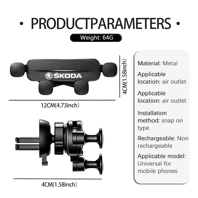 Car Phone Holder Shockproof GPS Navigation Clip Smartphone Stand For Skoda VRS Octavia 1 2 3 Rapid Kodiaq Karoq Fabia Kamiq - view 6