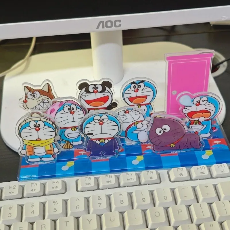 Figura de Acrílico de Doraemon, Impresión a Doble Cara, Soporte de Exhibición de Personajes de Anime para Escritorio, Adorno Transparente, Regalo Coleccionable