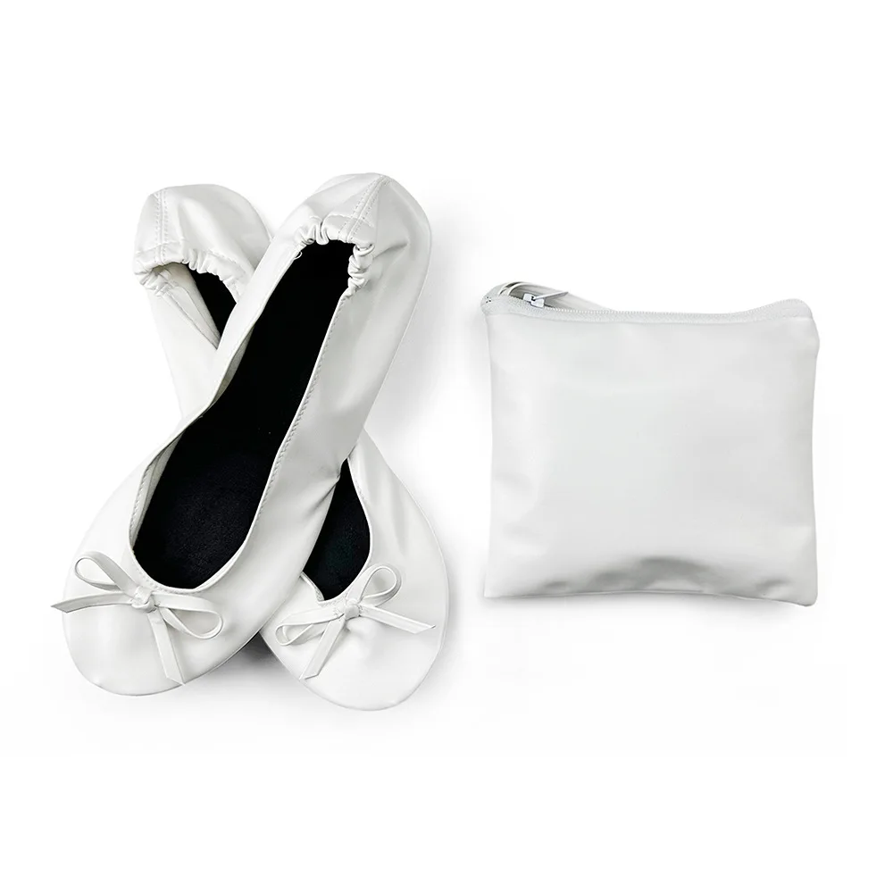 Foldable Ballet Flats After Patry Shoes Portable Travel Fold up Shoe Prom Ballerina Flats Roll up for Bridal Wedding Party Shoes
