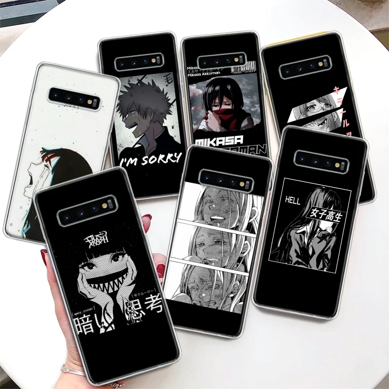 Sad Japanese Anime Aesthetic Coque Phone Case For Samsung Galaxy S24 S23 Ultra S22 S21 S20 FE S10 Plus S10E S9 S8 + Lite Soft