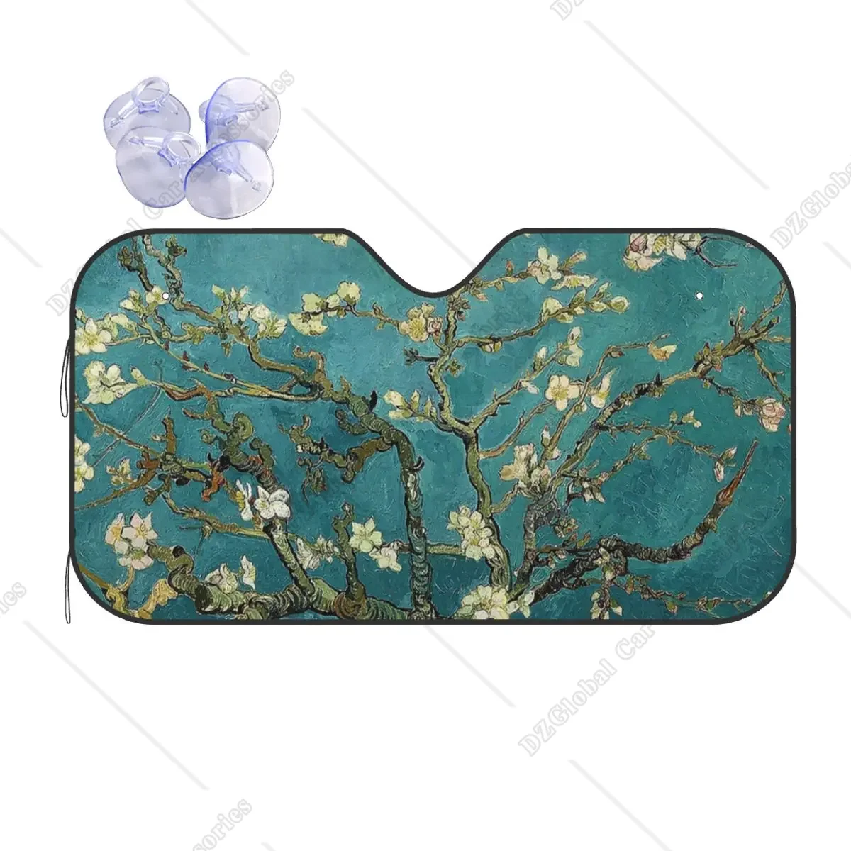 Original Van Gogh Art Windshield Sunshade Restored Blossoming Almond Tree Fashion Car Front Windshield 70x130cm Sunshade Visor