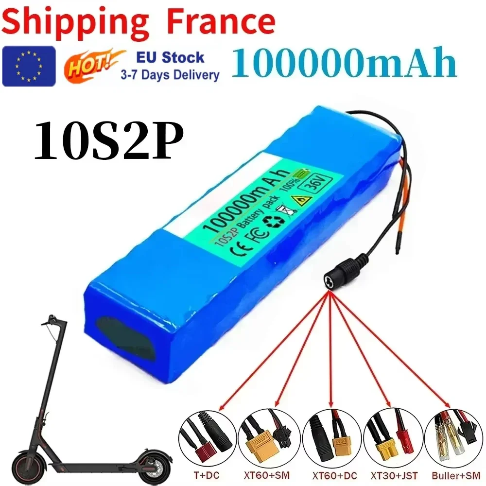 Frankreich 36V 100000mAh 36v Elektrorollerbatterie Lithium-Elektroroller 500W Elektrorollerbatterie 36v 10s2p-Batterie