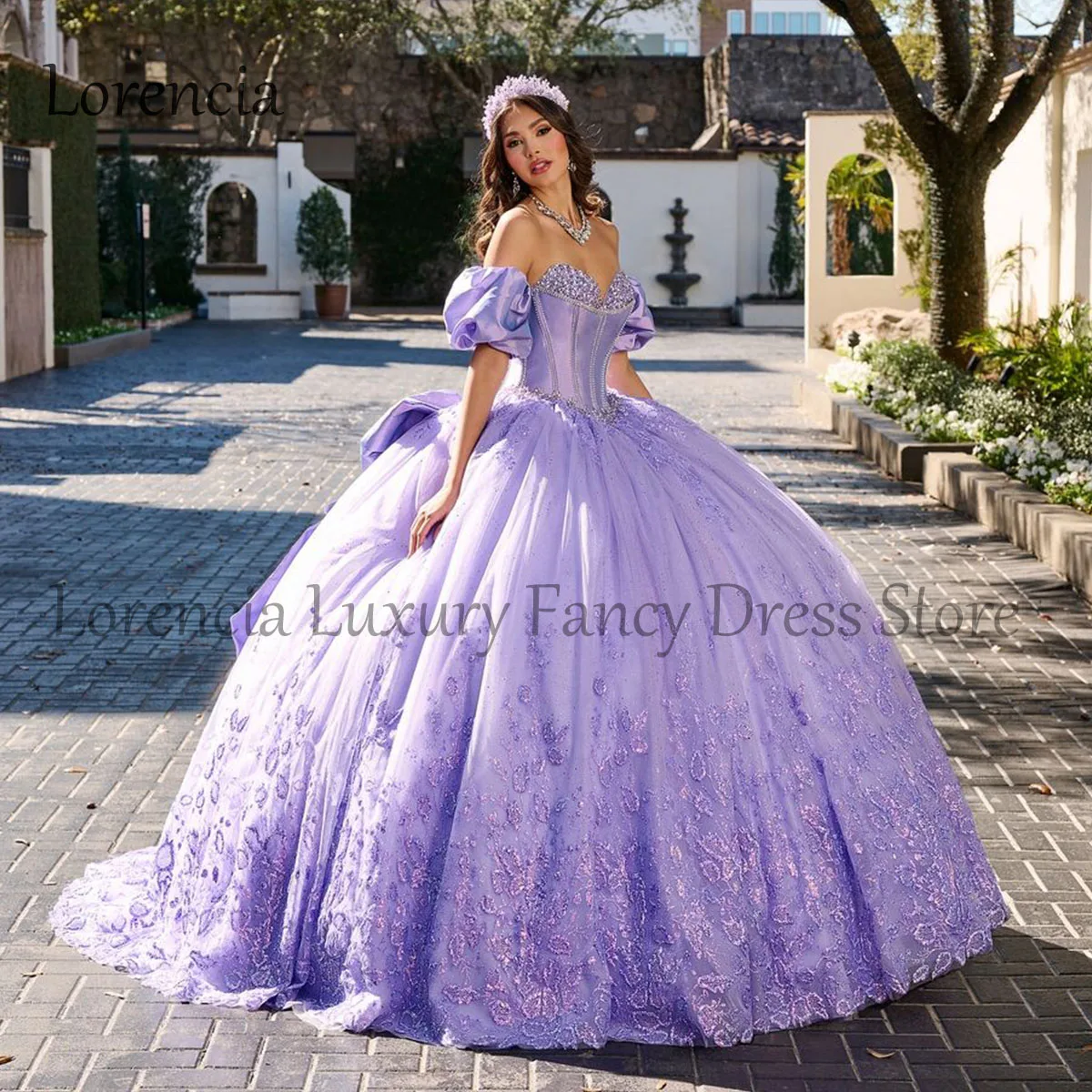 2024 abito Quinceanera abito da ballo Applique con perline manica a sbuffo staccabile senza maniche dolce 16 abiti formali De XV Anos