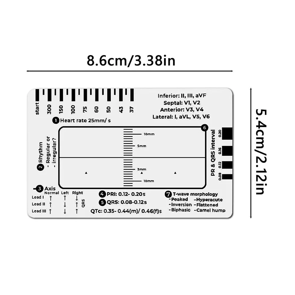 ECG 7 خطوة حاكم المحمولة ECG/EKG 7 خطوة حاكم بطاقة بحجم الجيب EKG قياس بطاقة أداة قياس حاكم لمراقبة تخطيط القلب